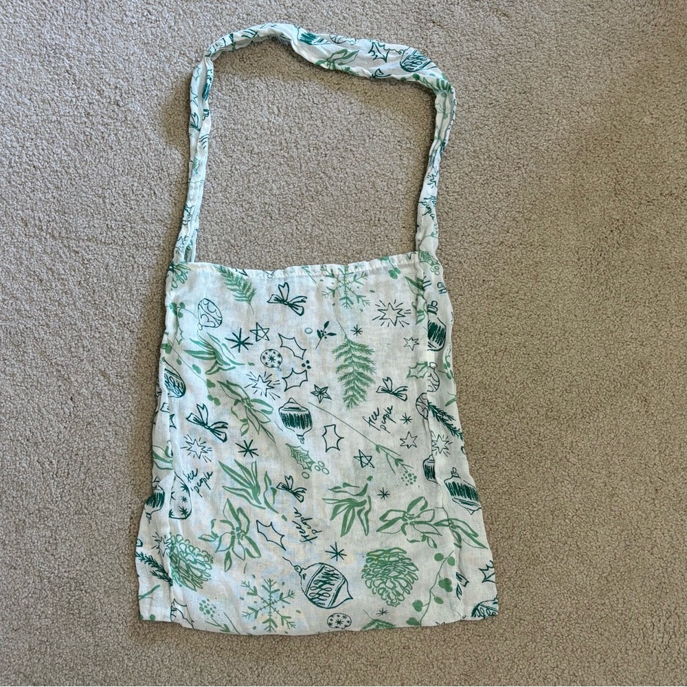 Free People Christmas Green Patterned lightweight Tote Bag